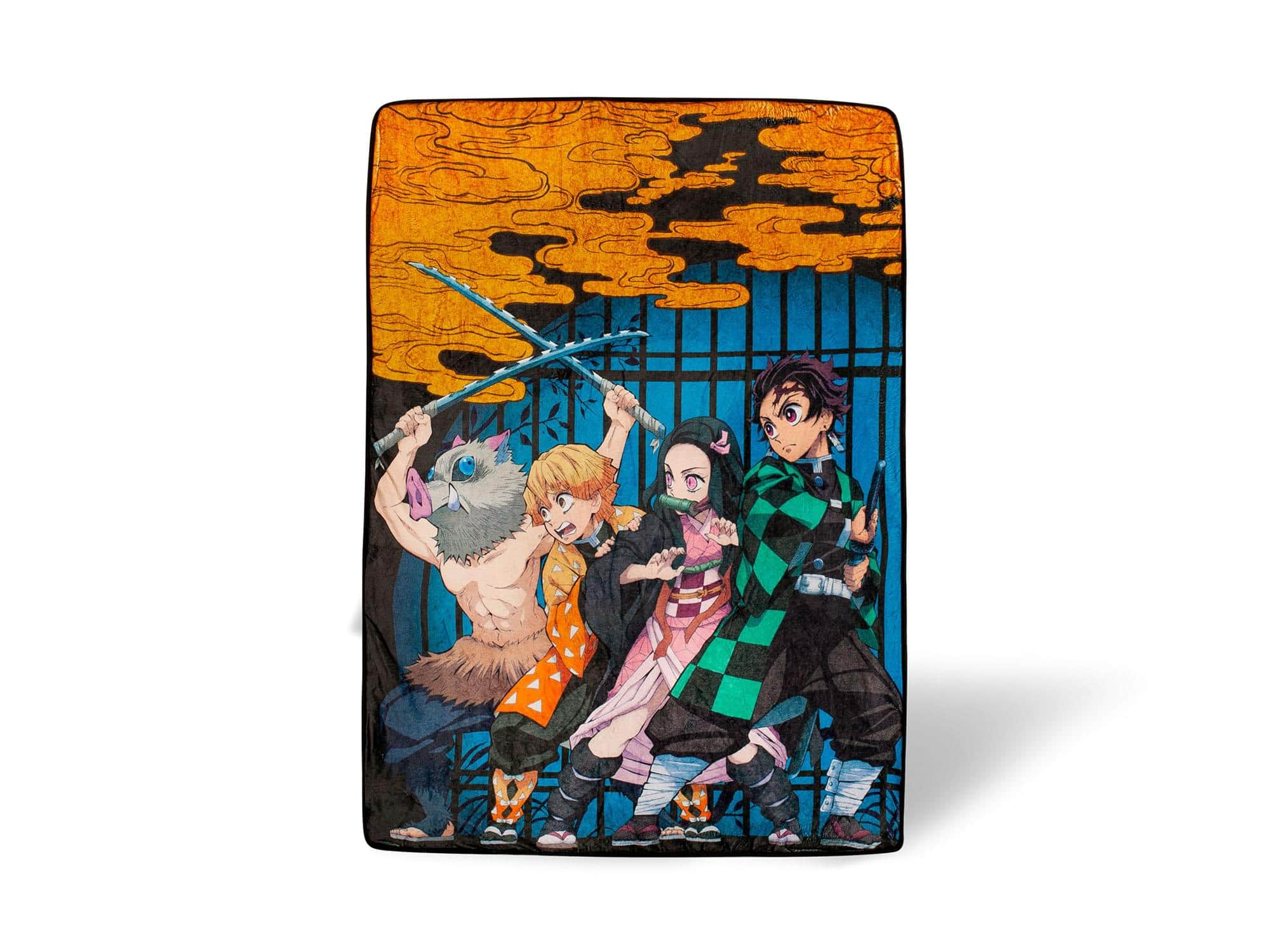 Front. Surreal Entertainment - Demon Slayer Fleece Throw Blanket | 45 x 60 Inches - Blue.
