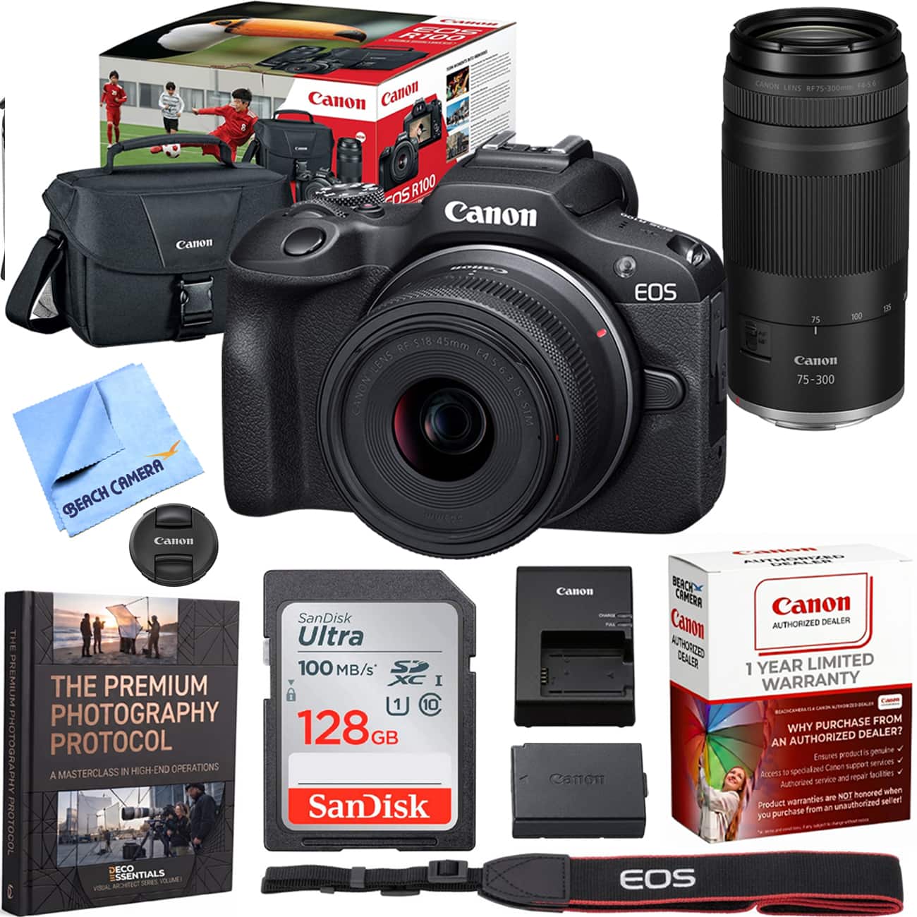 CANON EOS R100

CANON LENS RF75-300mm F4-5.5

CANON BEACH CAMERA

Canon AUTHORIZED DEALER

Canon BERCH CAMERA

Canon SanDisk DEALER

THE Ultra Canoro AUTHORIZED DEALER

100 MB/s

1 YEAR PREMIUM WARRANTY

128GB

WHY PURCHASE FROM AUTHORIZED DEALER?

PROTOCOL AN PHOTOGRAPHY

Ensures product genuine

OPERATIONS

Canon supper services

A MASTERCLASS IN HIGH-END

Access to specialized facilities

Canon service and repair

Authorized honored when warranties are NOT self

SanDisk Product from an unauthorized you purchase

PROTOCOL DECO ESSENTIALS SERIES VOLUME

EOS VISUAL CA