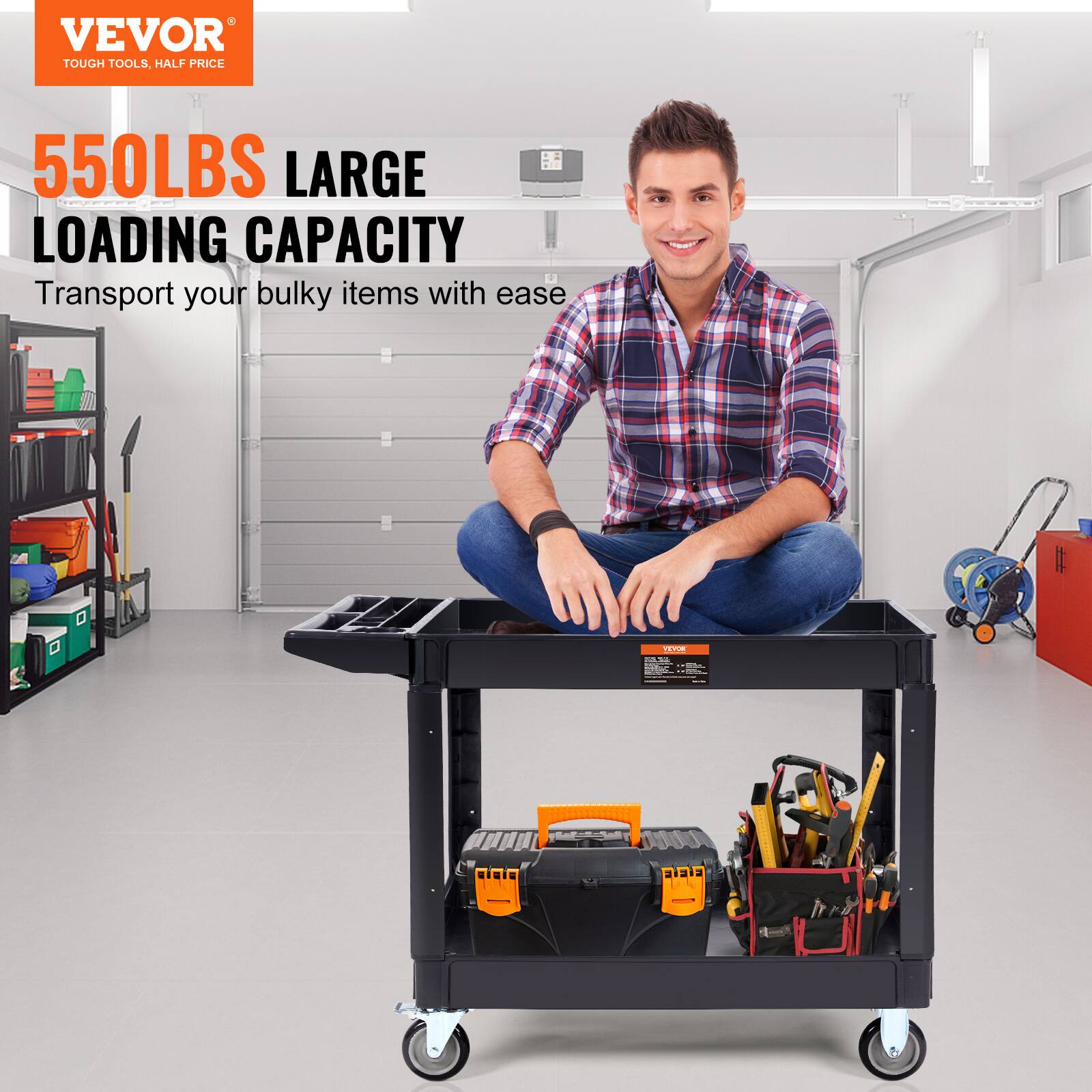 VEVOR TOUGH TOOLS, HALF PRICE 550LBS LARGE LOADING CAPACITY Transport your bulky items with ease
