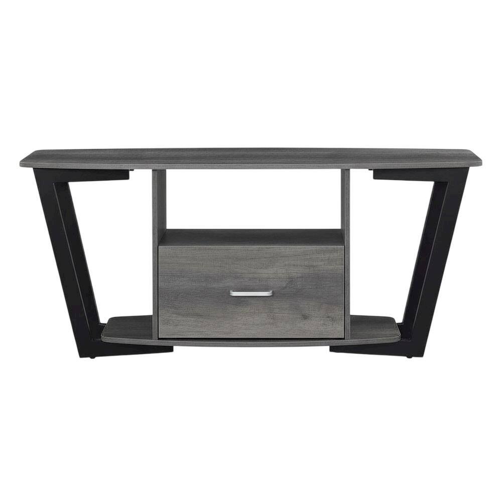Alt View 3. FurniFact - Black Graystone TV Stand for 65-Inch Screens with Shelves and Storage - Black.