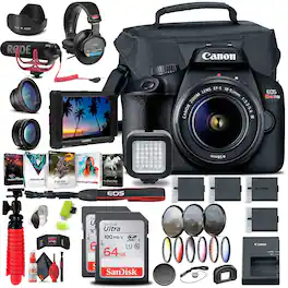 Canon - EOS Rebel T100 / 4000D DSLR Camera with 18-55mm Lens + 4K Monitor + More