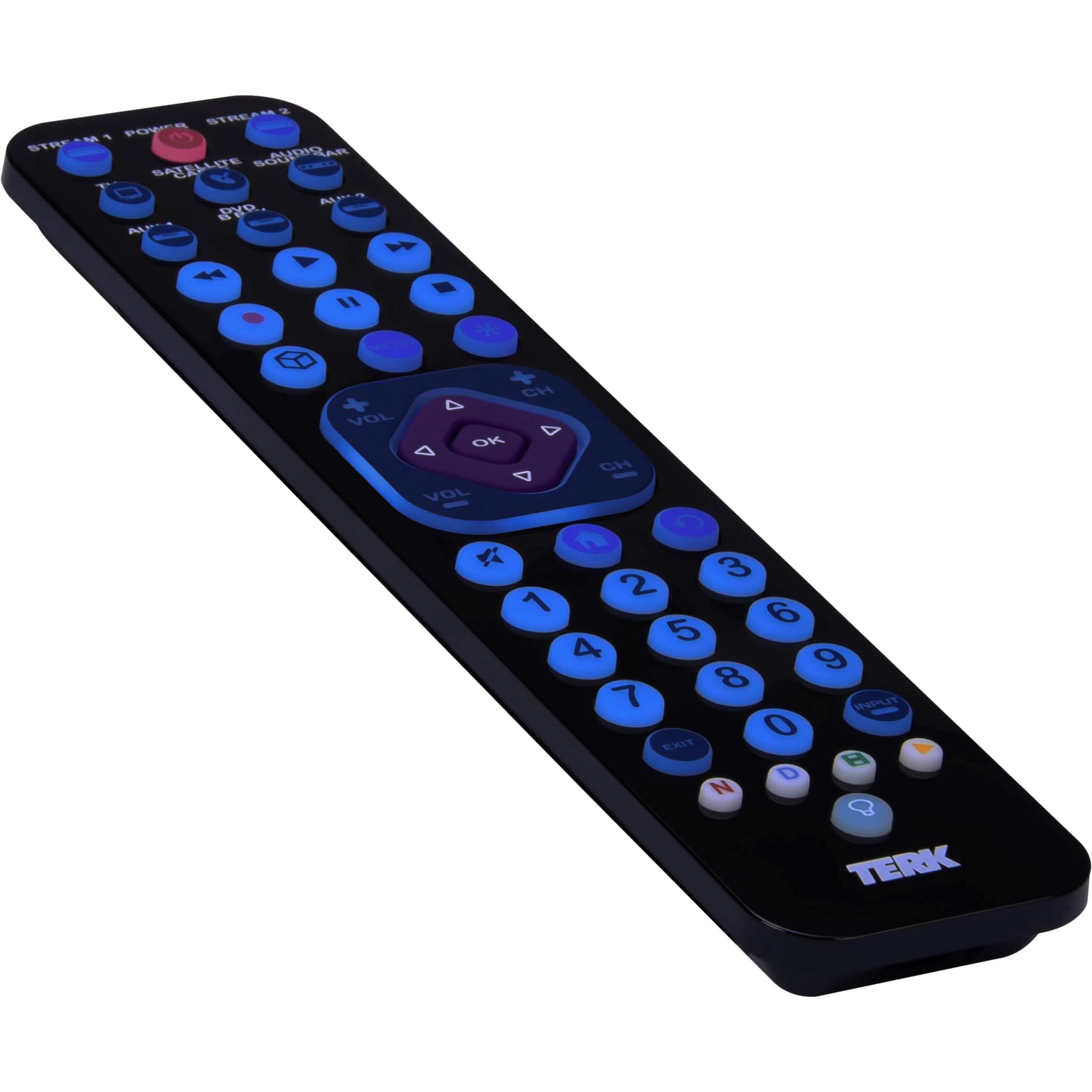 Alt View 12. TERK - Rechargeable 8-Device Backlit Universal Remote - Black.