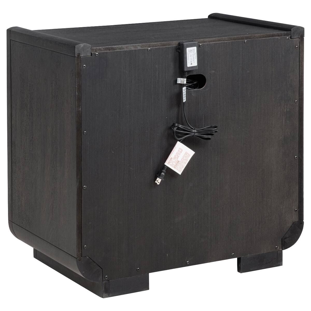 Alt View 4. Loheer - Loheer Burnished Black Two Drawer LED Nightstand with USB-A and USB-C Ports - Burnished Black.