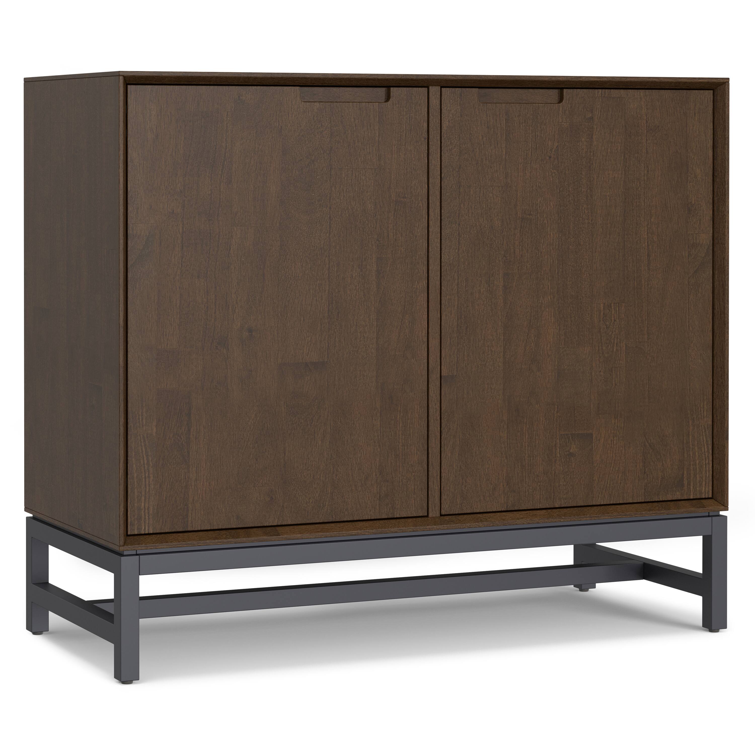 Front. Simpli Home - Banting SOLID HARDWOOD 2 Door Sideboard Buffet in Walnut Brown - Walnut Brown.