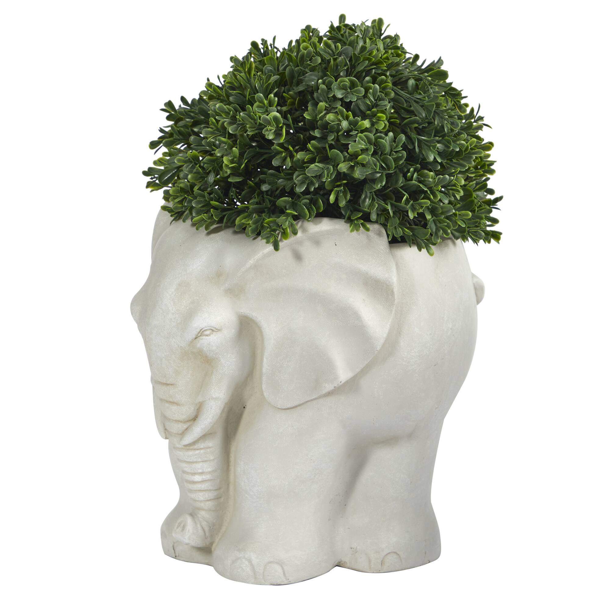 Angle. BreeBe - 16" Boxwood Topiary Plant in Planter UV (Indoor/Outdoor) - Green.