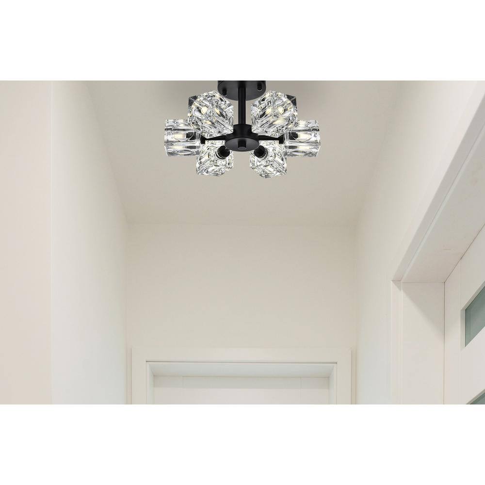 Alt View 3. Living District - Lyra 14 inch Flush Mount Ceiling Light in Black - Black.