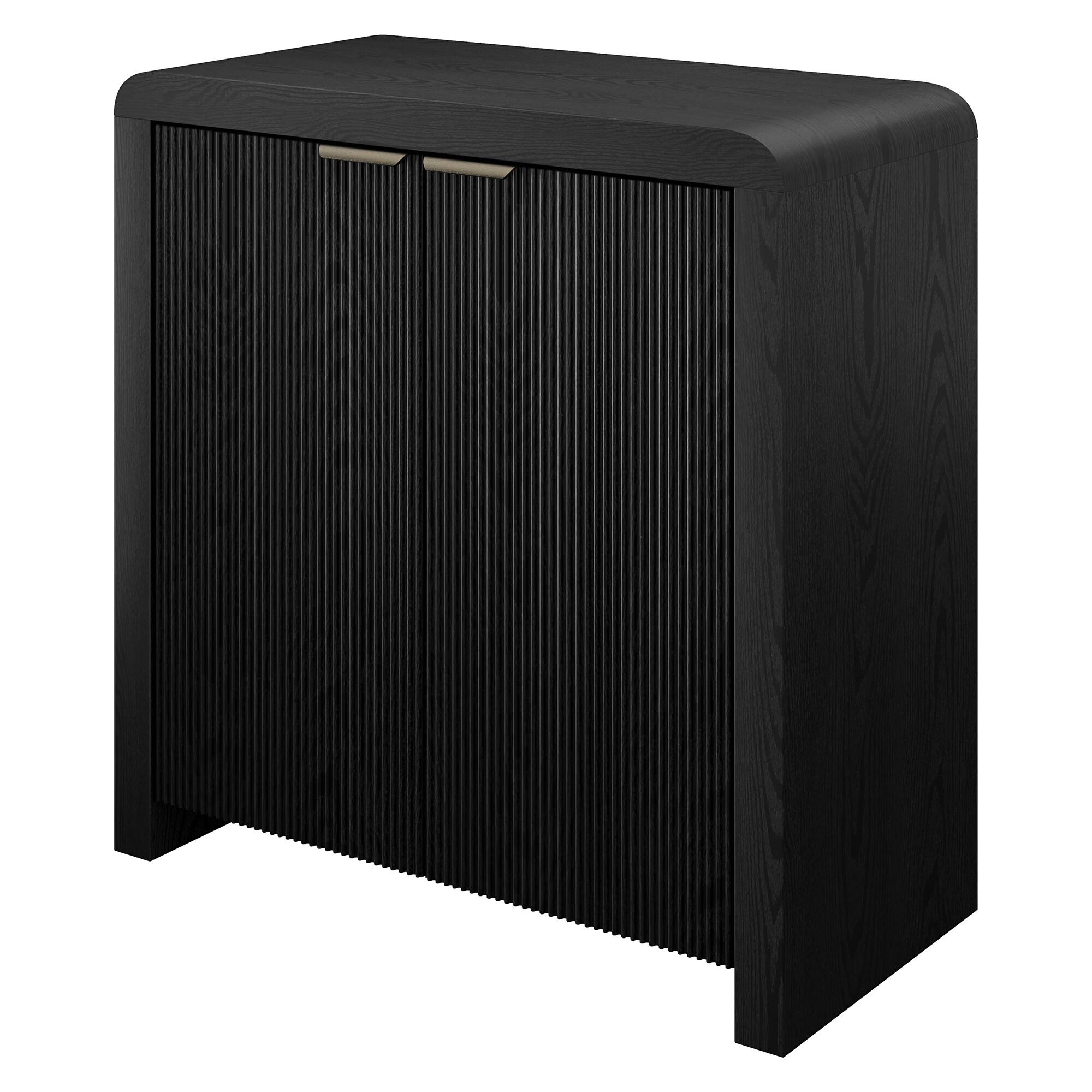 Back. Hudson&Canal - Preston 32" Wide Rectangular Fluted Accent Cabinet - Black.