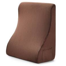 Front. Costway - Costway Bed Wedge Pillow with 2 Side Pockets Support for Back Smooth Zipper - Brown.