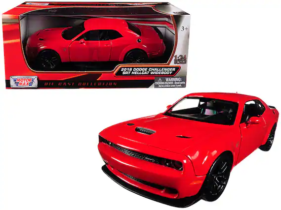 MOTOR MAX
1:24 SCALE
2018 DODGE CHALLENGER SRT HELLCAT WIDEBODY
DIE-CAST COLLECTION
WARNING: CHOKING HAZARD - Small parts. Not for children under 3 years.