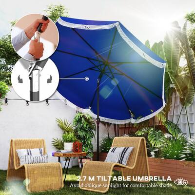 9 ft navy blue patio umbrella 8 rib Abba 9FT Lyon Outdoor Patio Cover Replacement w/ Sturdy Ribs, Dark Blue, Size: 9' This 9 ft Outsunny 9FT Patio Umbrella, UPF