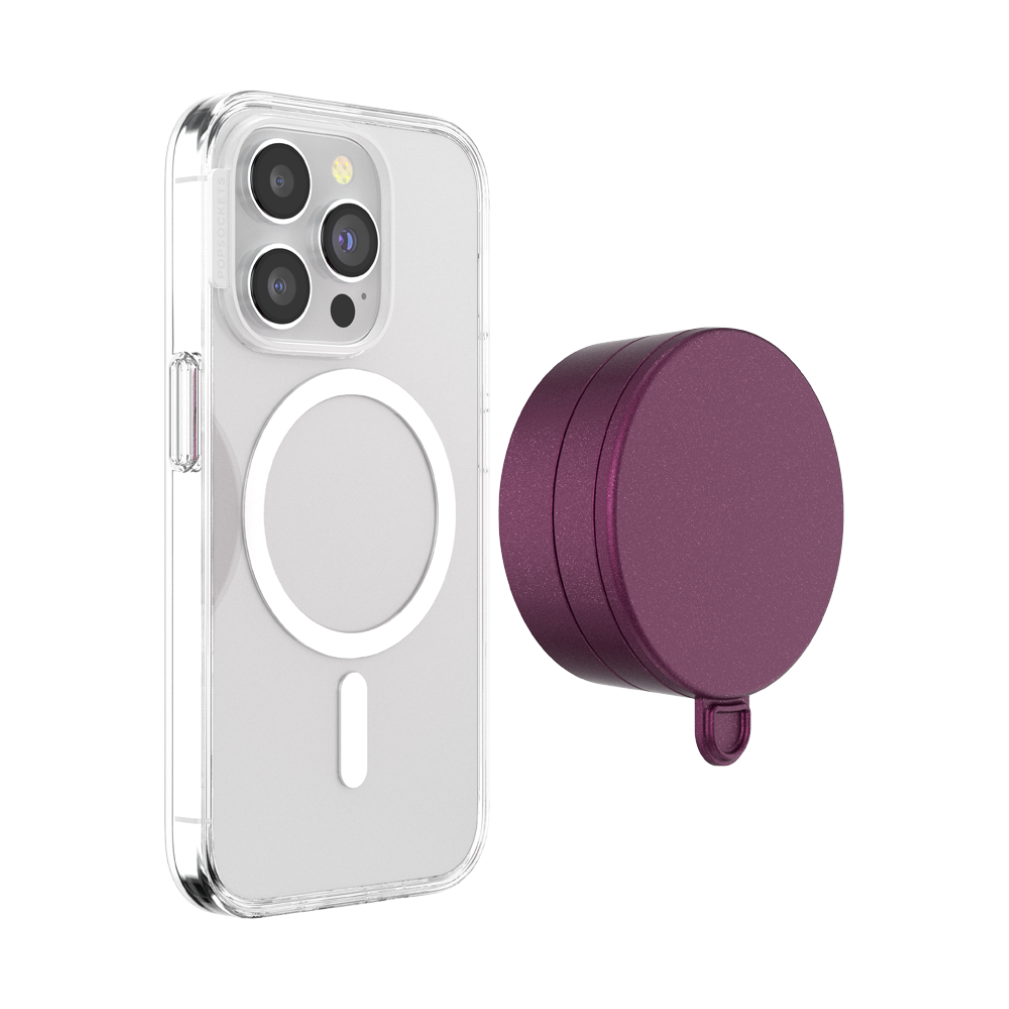 Left. PopSockets - Multi-Surface Magnetic Suction Phone with MagSafe for Mobile Phones - Metallic Red Wine.