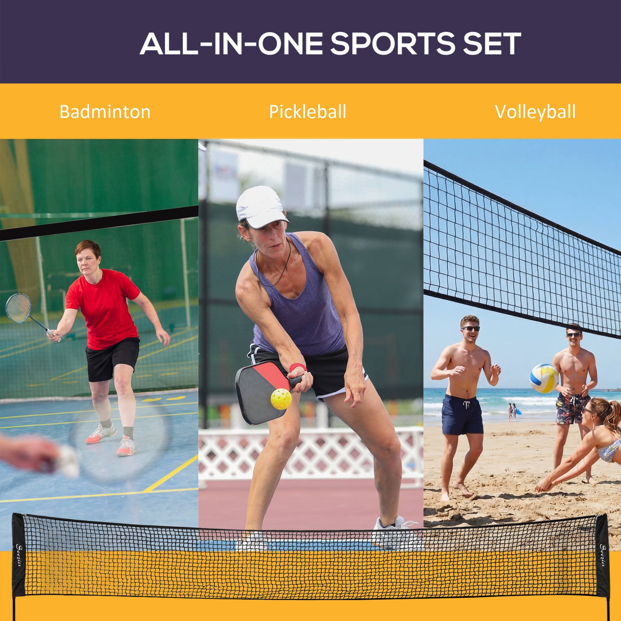 ALL-IN-ONE SPORTS SET

Badminton
Pickleball
Volleyball
