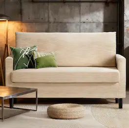 Dyonery - 50" Small Loveseat Sofa, Small Couch for Living Room, Bedroom, Comfy Love Seat with Deep Seat Spring Cushion - White