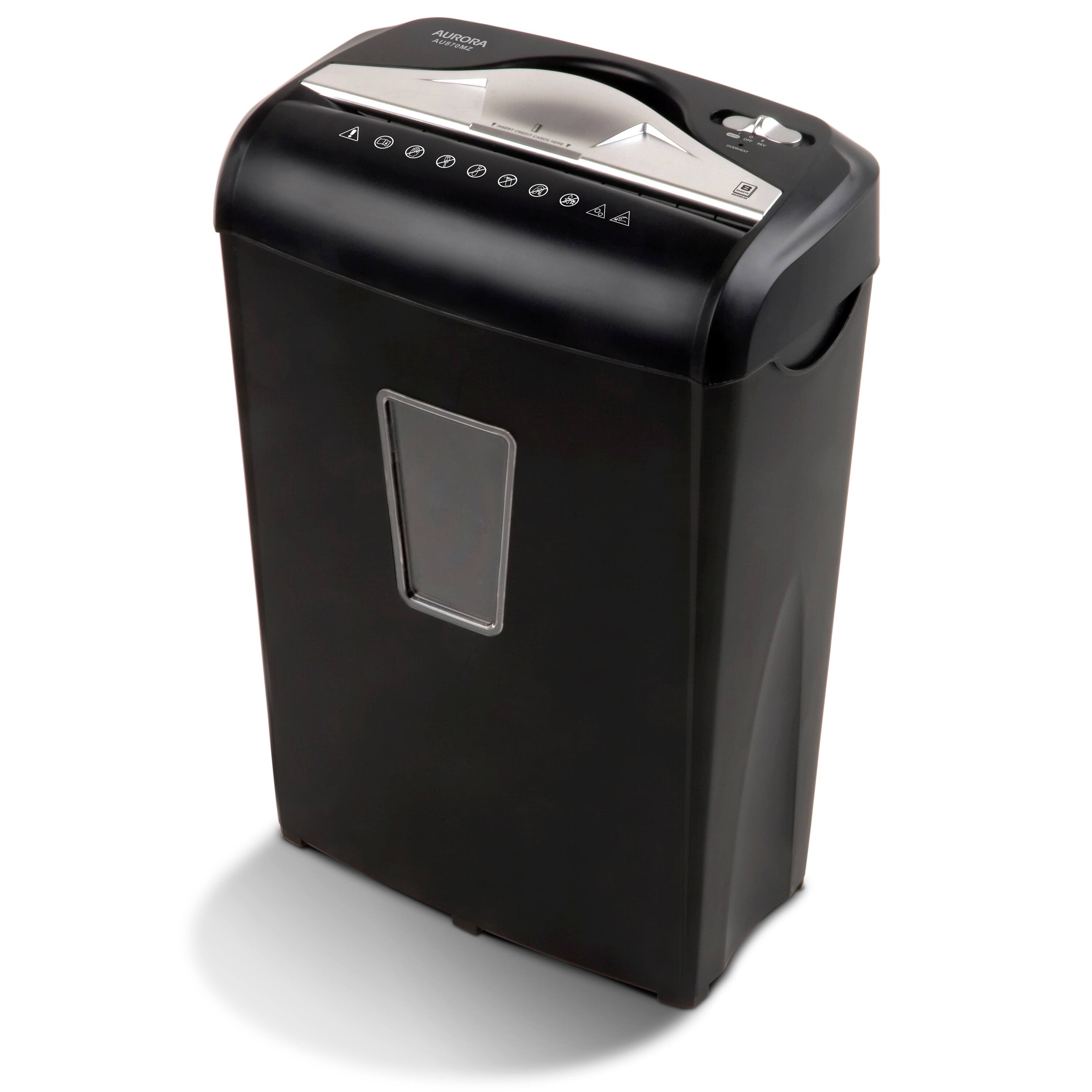 Angle. Aurora - Aurora AU870MZ High-Security 8-Sheet Micro-Cut Paper Credit Card Shredder Black - Black.