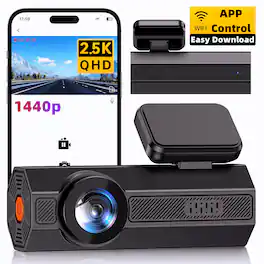 E-YEEGER - Mini Dash Cam with WiFi, 1440P, Wide-Angle Lens, Night Vision, Loop Recording, G-Sensor, Compact Durable - Black