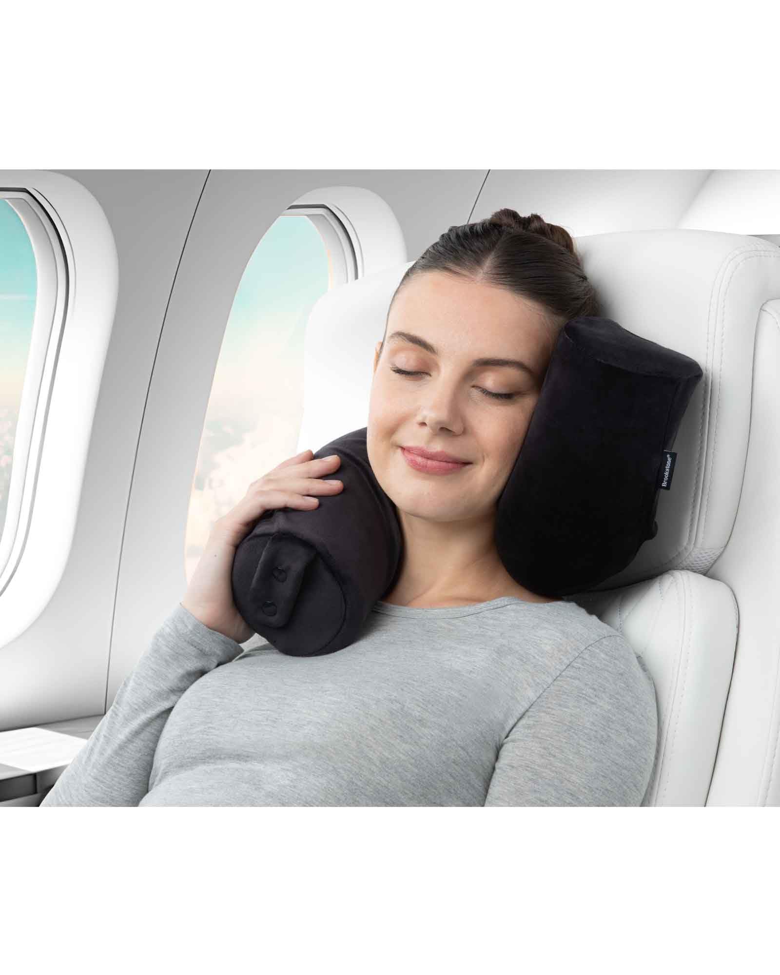 Alt View 1. Fabibe - Free Form Travel Pillow - Lightweight Flexible Memory Foam Neck For Sleeping Car Airplane & Support Size: One Size Black - Grey One Size.