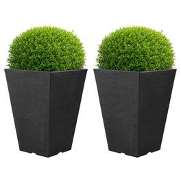 Pure Garden - 2-Pack Large Outdoor Planters 13.75-Inch Tall Planters Plastic Flower Pots for Patio, Entryway, or Front Porch Decor