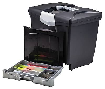 Alt View 2. Storex - File Box with Pull-Out Tray, Letter Size - Black.