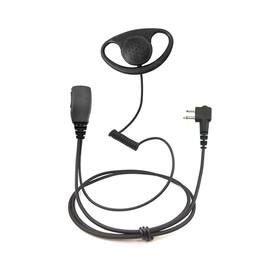 ProMaxPower - D-Shape Earhanger with PTT Mic for Motorola 2-Pin Radios - Black