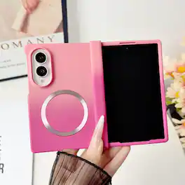 Dteck - for Samsung Galaxy Z Fold8 Matte Gradient Magnetic Case,Shockproof Slim Hard PC Hinge Back Cover,Qi Wireless Charging - Pink/Rose