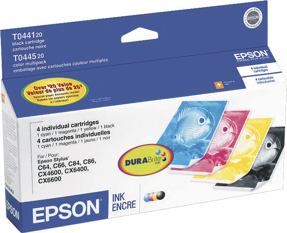 Front. Epson - 44 4-pack Ink Cartridges - Black/Cyan/Magenta/Yellow.