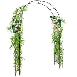 Costway - Garden Arch Arbor Trellis 7.9 FT Metal Pergola Arbor w/ Elegant Pattern & Arc Top Design - Black