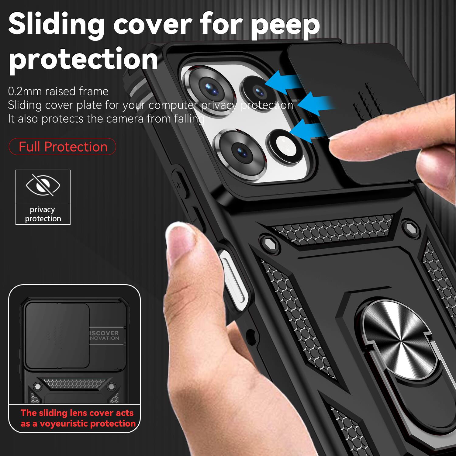 Sliding cover for peep protection

0.2mm raised frame
Sliding cover plate for your computer privacy protection
It also protects the camera from falling

Full Protection

privacy protection

The sliding lens cover acts as a voyeuristic protection
