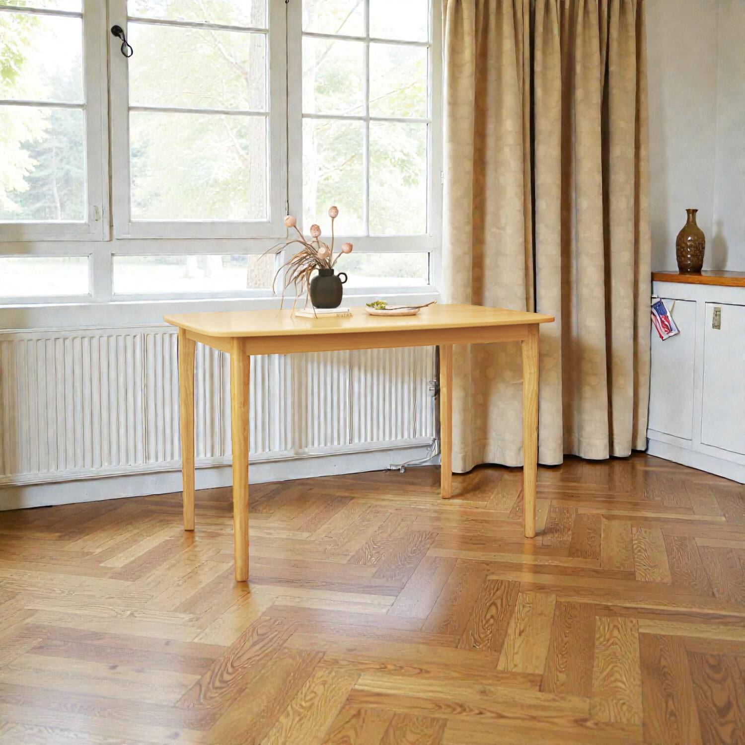 Front. Hivvago - Rectangular 48-Inch Solid Wood Table with Robust Rubberwood Legs - Natural.
