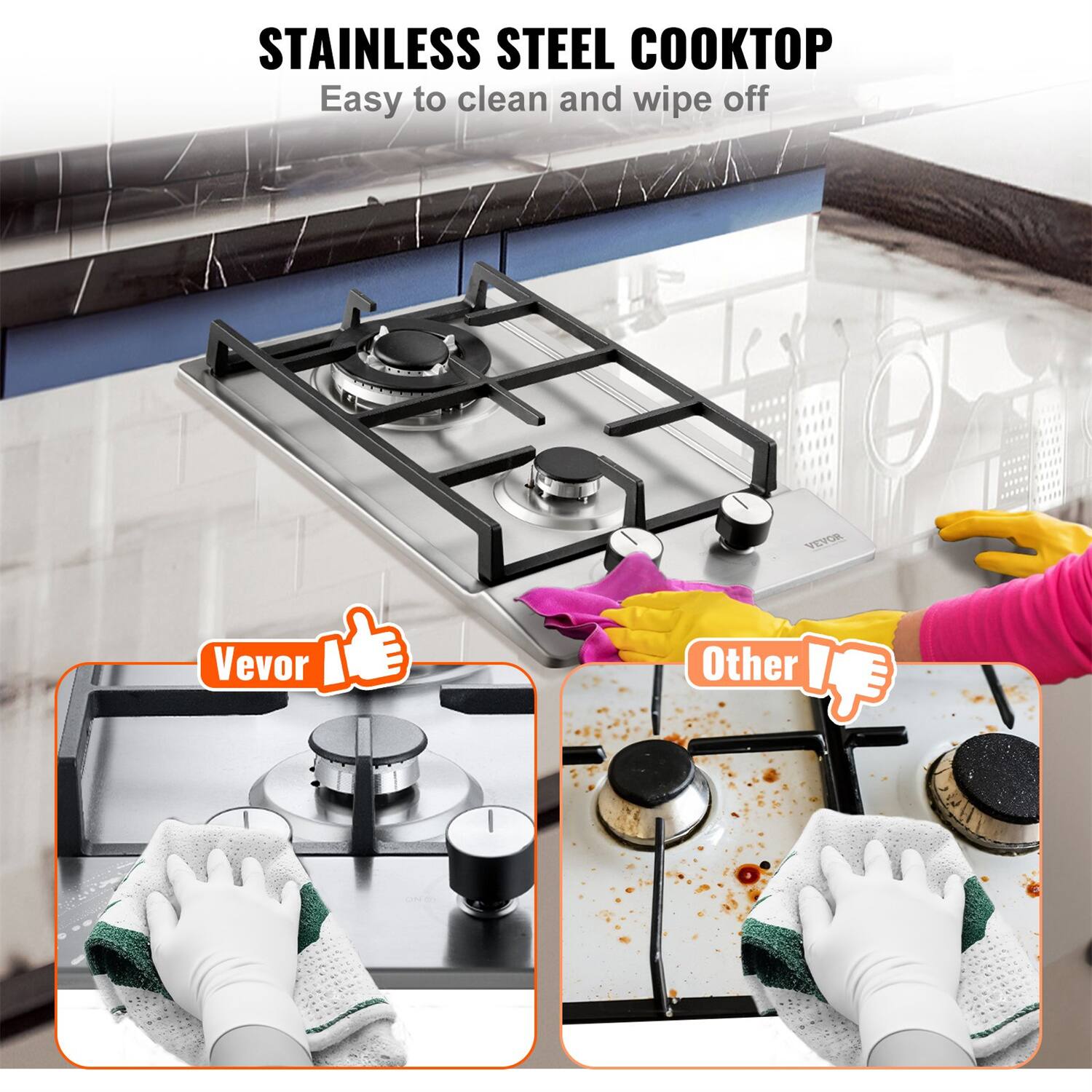 STAINLESS STEEL COOKTOP  
Easy to clean and wipe off  

Vevor  
Other