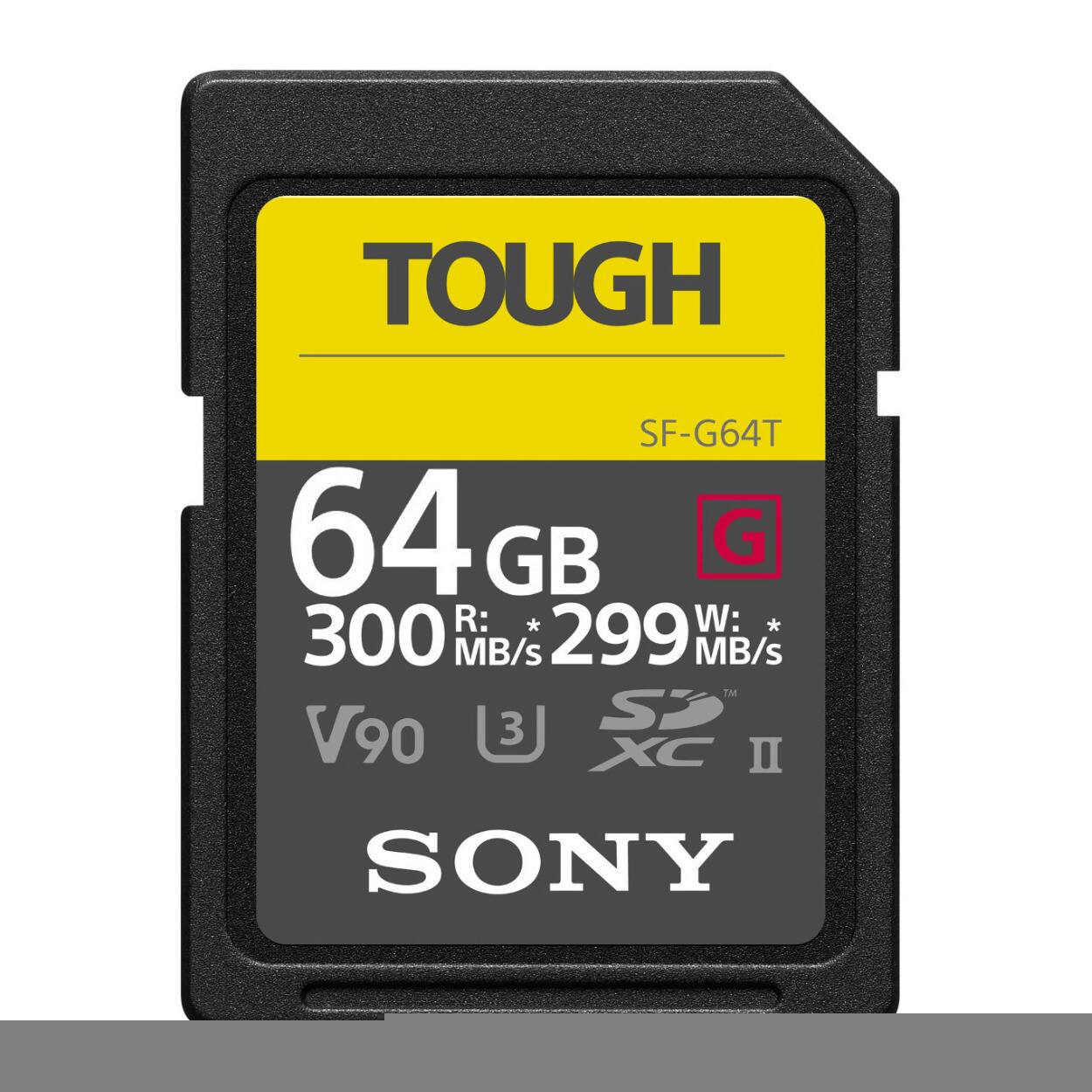 TOUGH  
SF-G64T  

64 GB  
R: 300 MB/s  
W: 299 MB/s  

V90  
XC II  
SONY