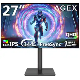 Z-Edge - AGEX A27Q 27" 2K QHD 2560x1440 1.07B Colors(8-bit + Hi-FRC) 100% sRGB 144Hz 1ms Fast IPS Gaming Monitor - Black