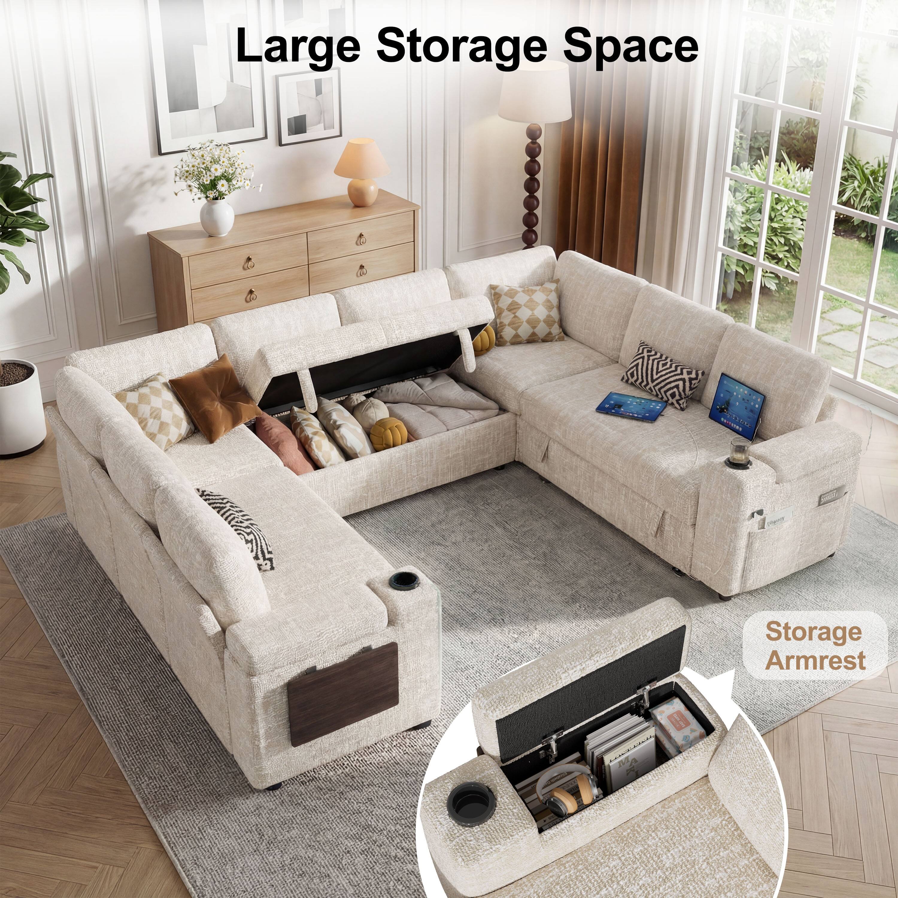 Large Storage Space  
- Storage Armrest