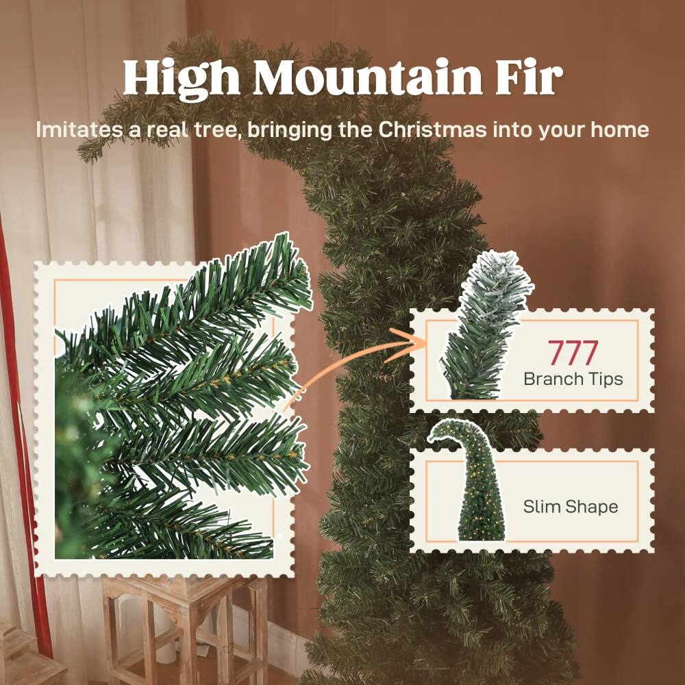 High Mountain Fir  
Imitates a real tree, bringing the Christmas into your home  

777 Branch Tips  
Slim Shape