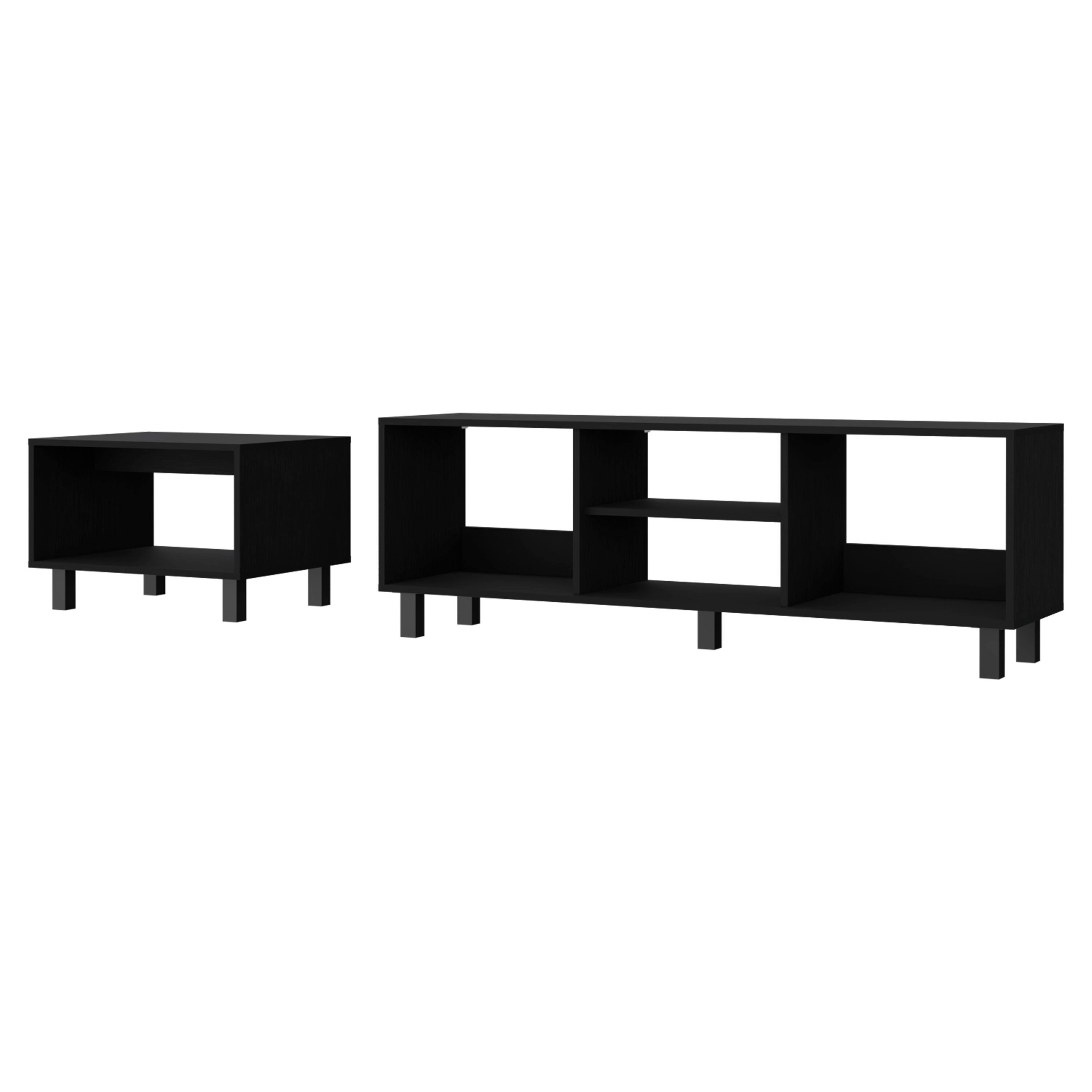 Angle. Spaco - Spaco 2-Piece Living Room Set, TV Stand with 55 inch Top and Coffee Table, Durable Steel Legs, for Cozy Living Space - Black.