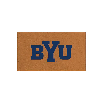 Front. Evergreen Enterprises - BYU Cougars 28" x 16" Team Logo Outdoor Coir Mat - Multicolor.