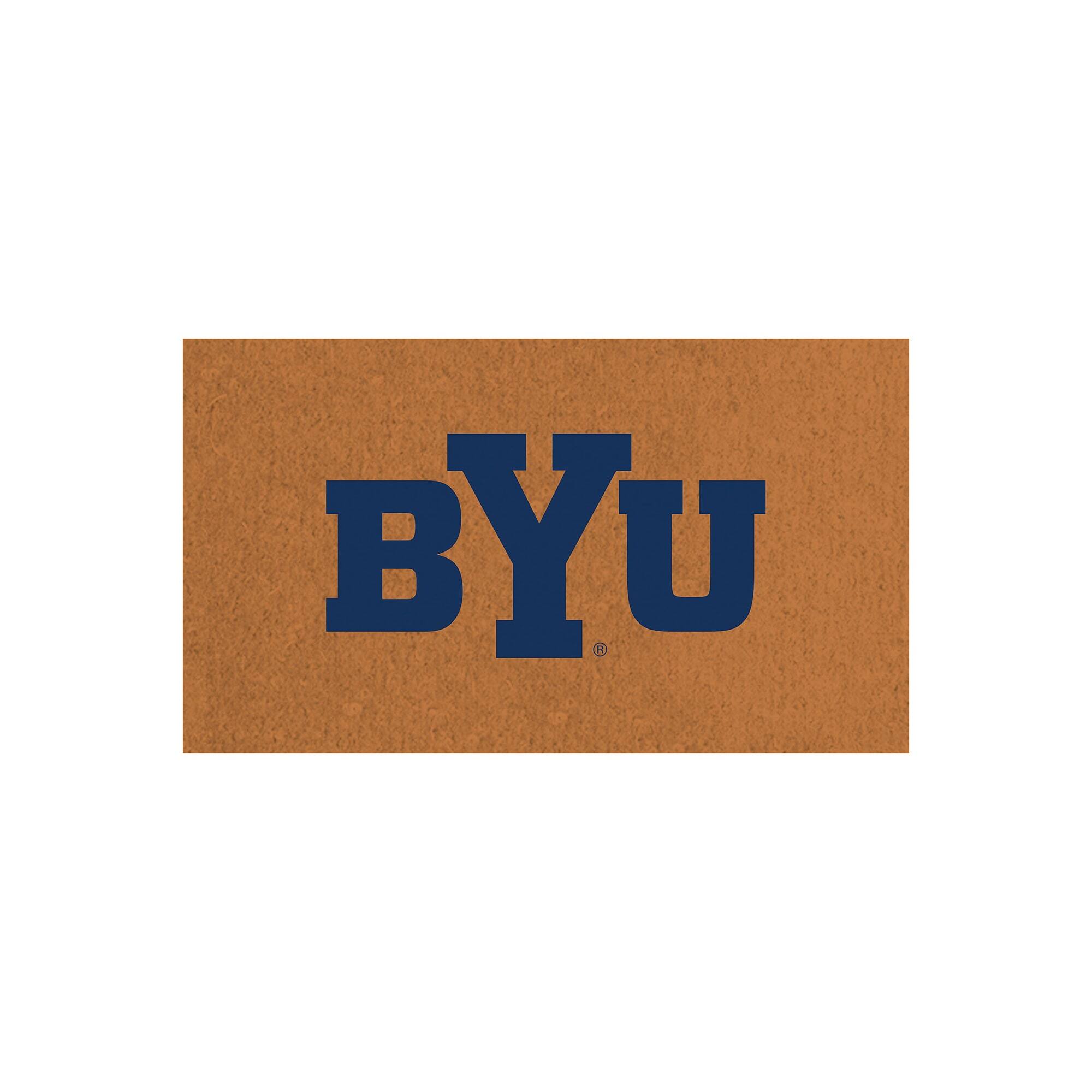 Front. Evergreen Enterprises - BYU Cougars 28" x 16" Team Logo Outdoor Coir Mat - Multicolor.