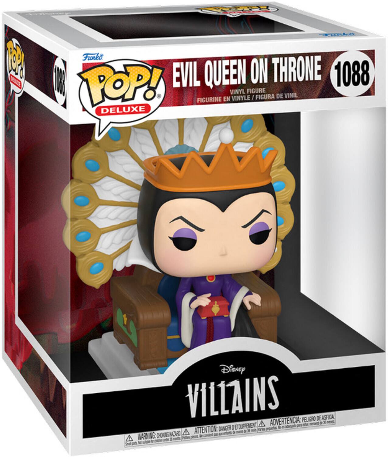 y PFDkA 1 Funko CELUSTE  I EVIL QUEEN ON THRONE 1088 POP! DELUXE FIGURINE EN VINYL VINYLE FIGURE I FIGURA DE VINIL DiSNey VILLAINS PELIGRO DE ASFIJA TOUFFEMENT ADVERTENCIA: ATTENTION: DANGER D Paes A  WARNING: CHOKING HAZARD 3