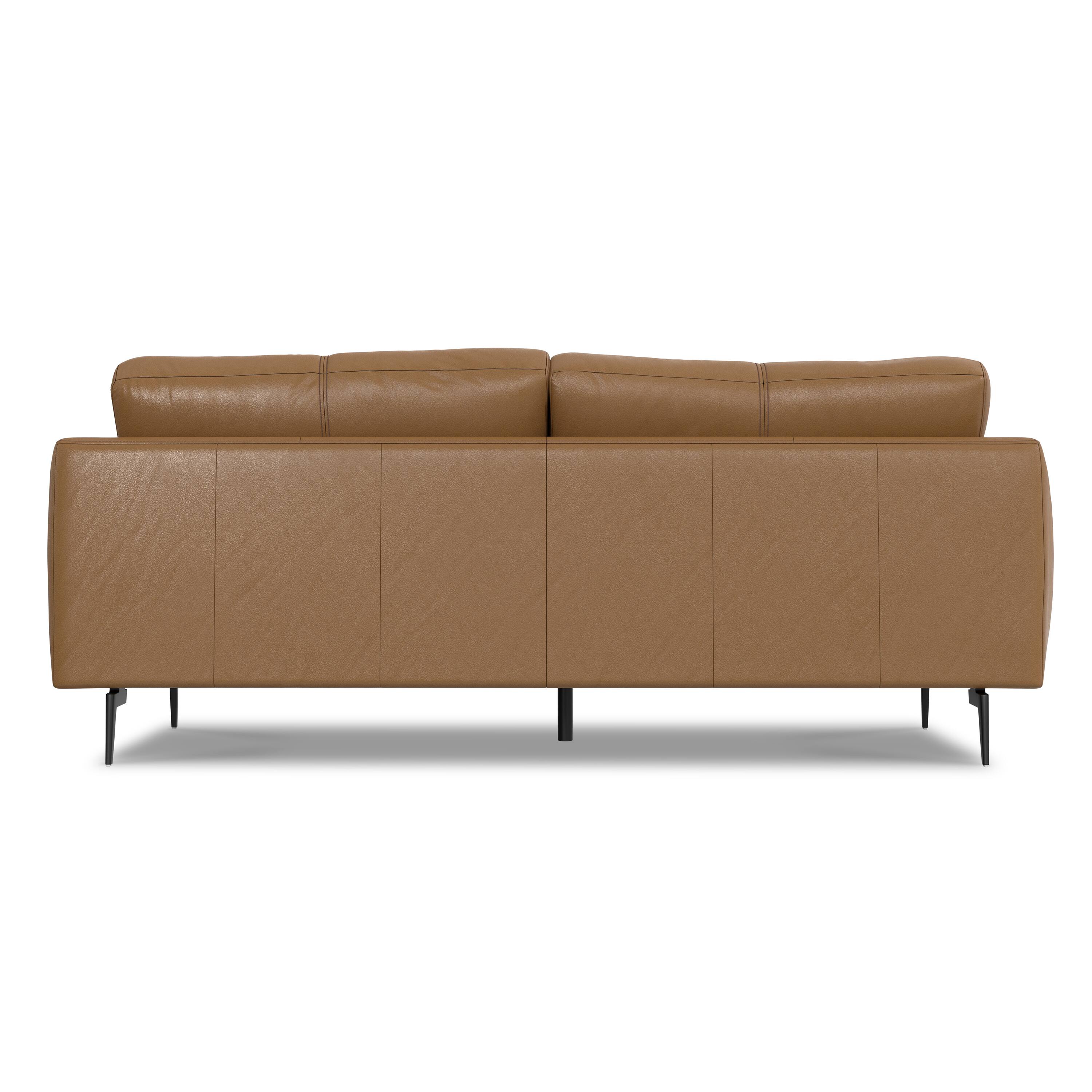 Left. Simpli Home - Stevens Modern, Mid - Century 81 inch Wide Sofa in Butternut Brown Genuine Leather - Butternut Brown.