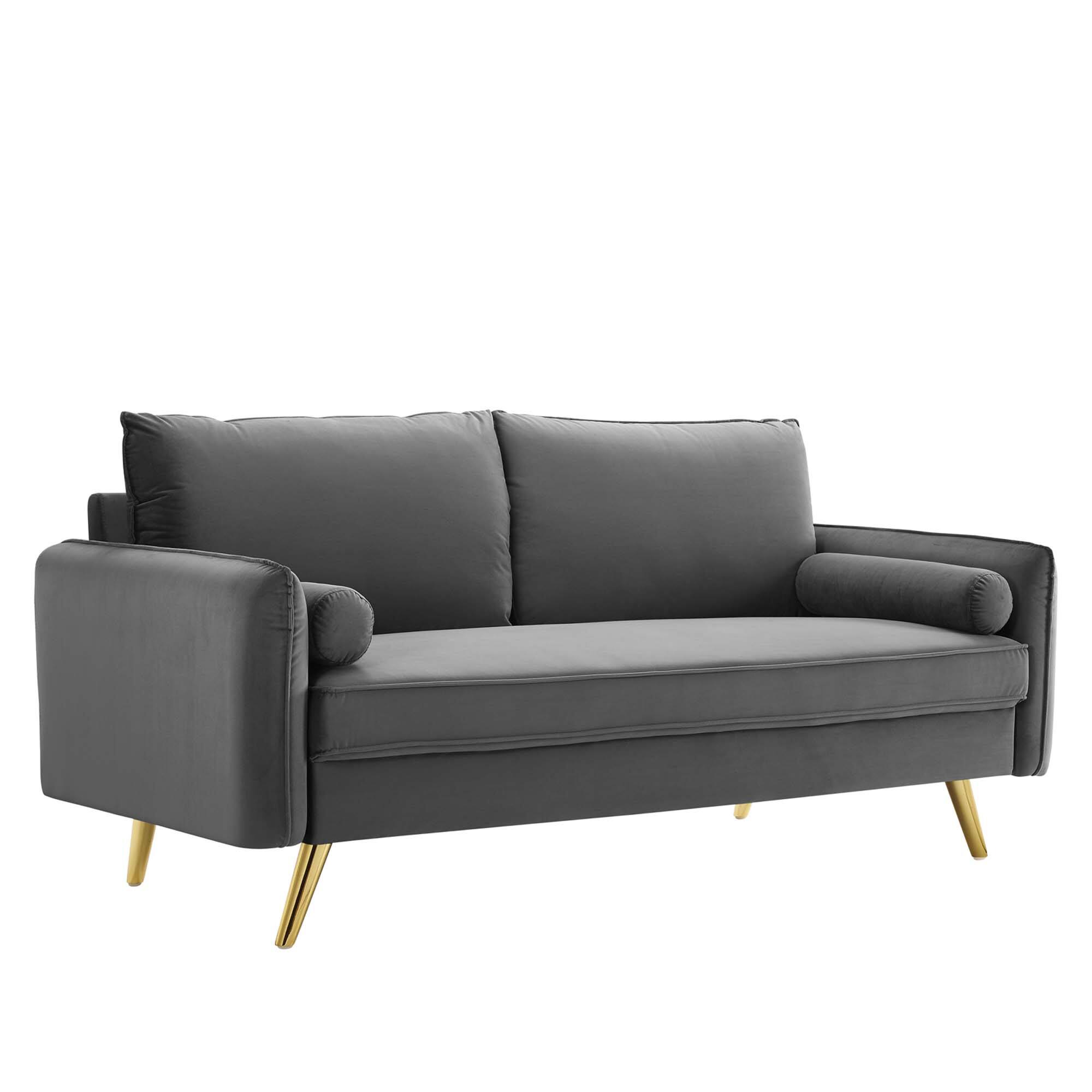 Angle. Modway - Revive Performance Velvet Sofa by Modway - Gray.