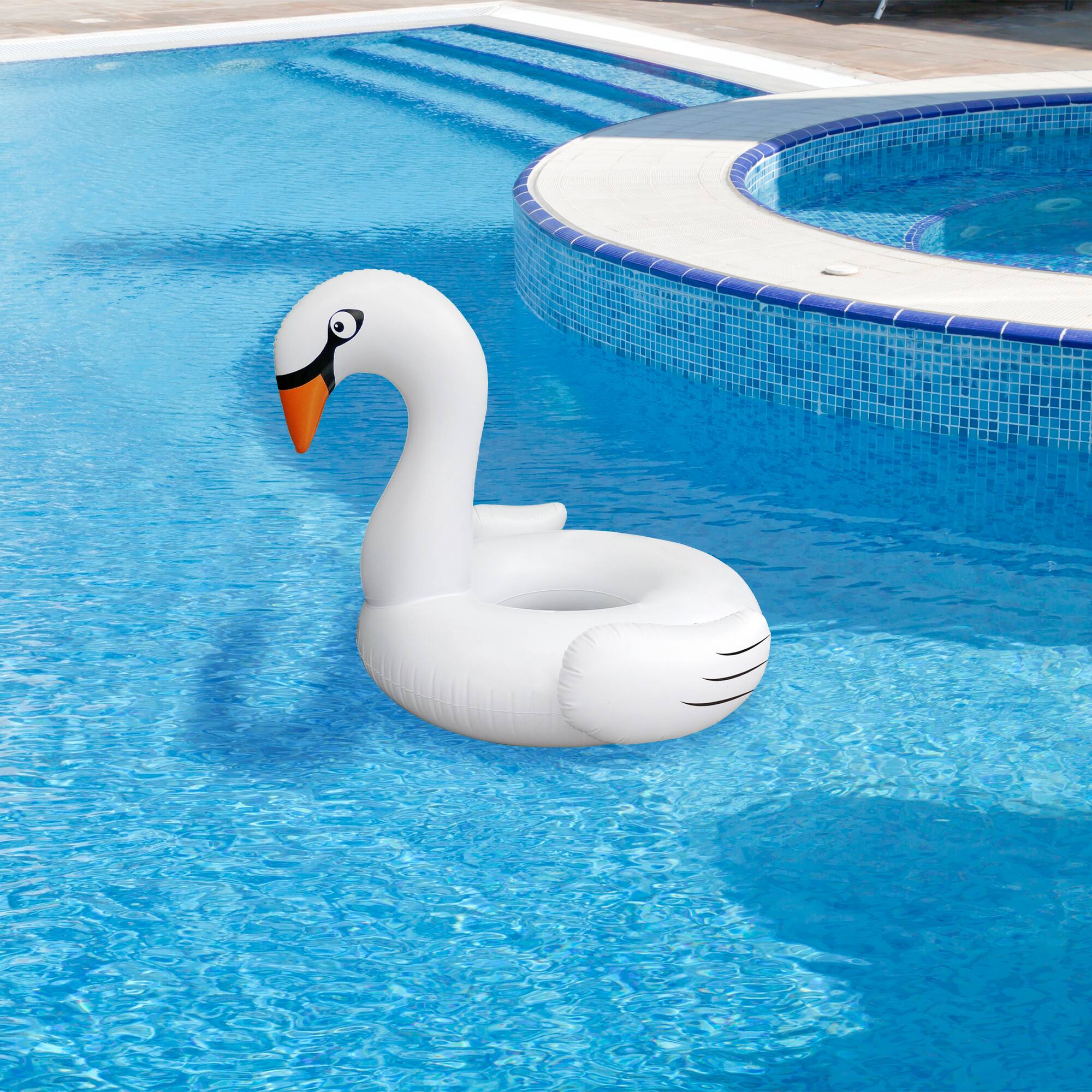 Alt View 1. Pool Central - 53.5" Inflatable White Swan Swimming Pool Ring Float - White.