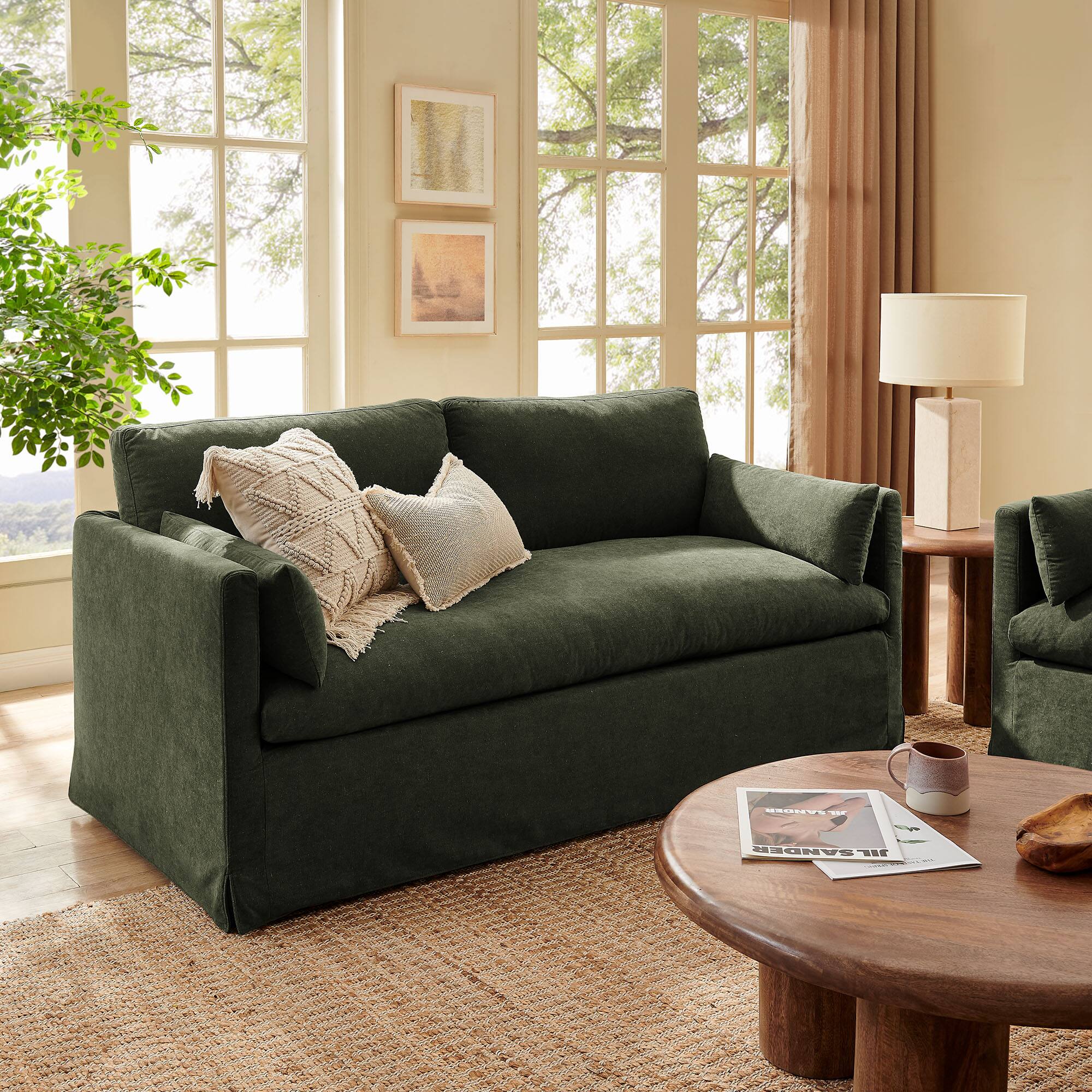 Alt View 7. Modway - Wellfleet Slipcovered Linen-Blend Loveseat by Modway - Sage.
