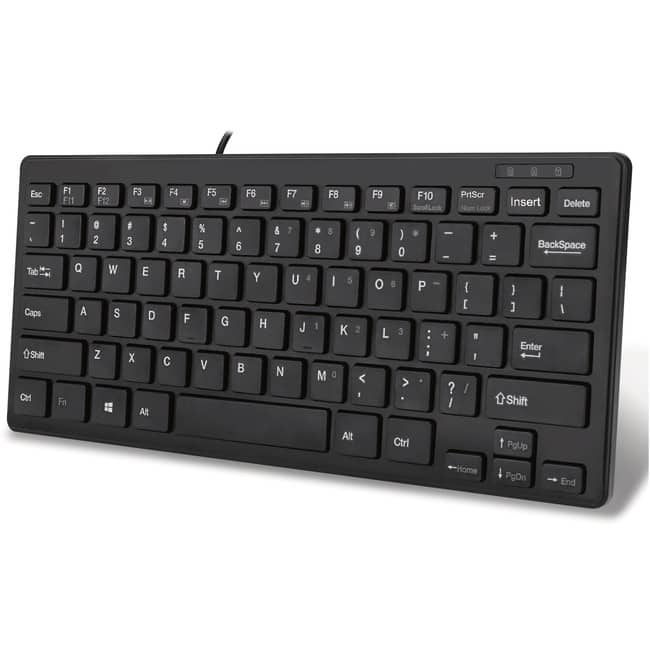 Adesso - SlimTouch Mini Keyboard - Cable Connectivity - USB Interface - 78 Key(s) - English (US) - QWERTY Layout - Desktop - Black