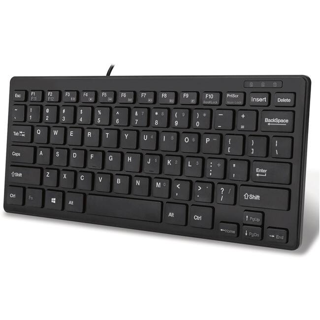 Adesso - SlimTouch Mini Keyboard - Cable Connectivity - USB Interface - 78 Key(s) - English (US) - QWERTY Layout - Desktop - Black