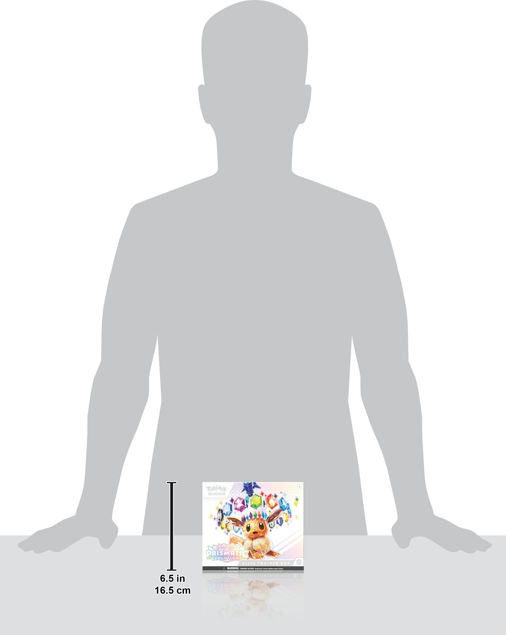 The image shows a man's shadow on a table, with a ruler measuring 6.5 inches (16.5 cm) next to it. The shadow is positioned in front of a book, which is placed on the table.