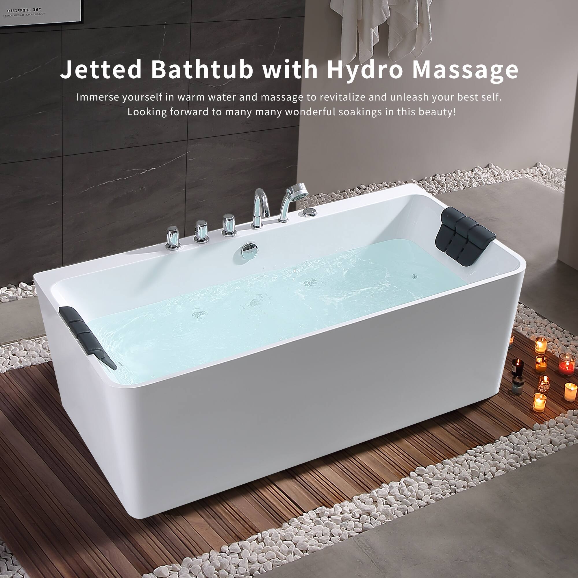 MITLNRSA ..1 Jetted Bathtub with Hydro Massage  
Immerse yourself in warm water and massage to revitalize and unleash your best self.  
Looking forward to many many wonderful soakings in this beauty!