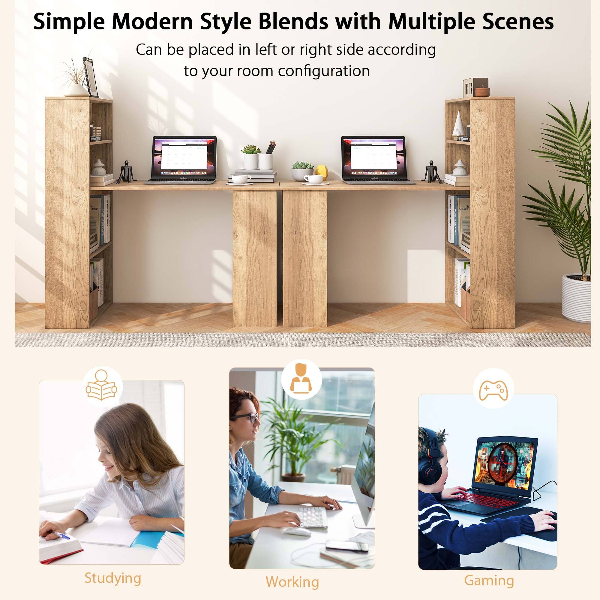The text on the image is already grouped and correctly written. It reads: "Simple Modern Style Blends with Multiple Scenes Can be placed in left or right side according to your room configuration Studying Working Gaming."