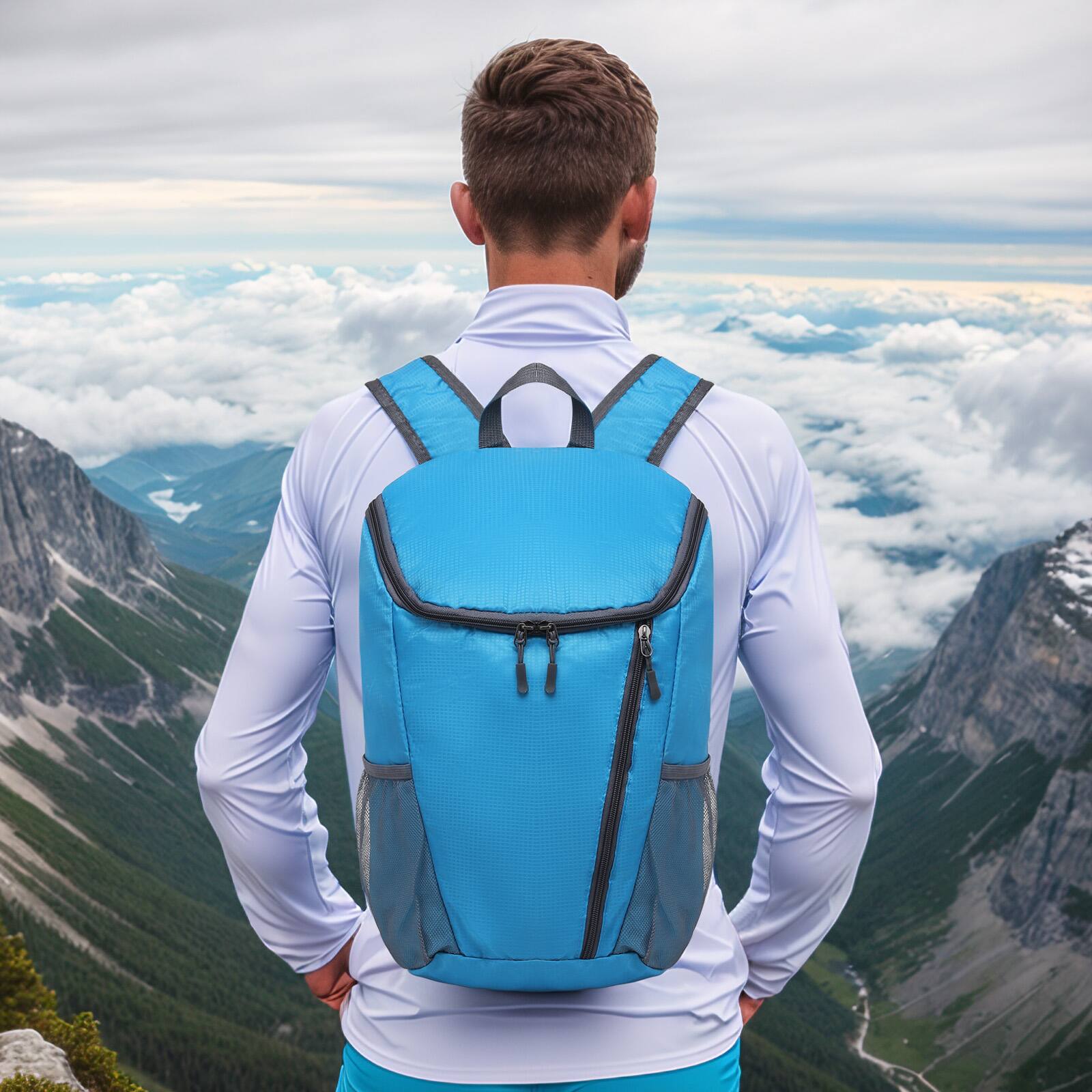 Alt View 6. Unique Bargains - Hiking Backpack 20L Packable Daypack Nylon with Adjustable Straps Lightweight Waterproof Outdoor Camping Travel - Lake Blue.