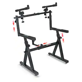 5 CORE - Dual Keyboard Stand Z Style Heavy Duty 2 Tier Piano Stands w Adjustable Arm for 54 61 88 Keys - Black