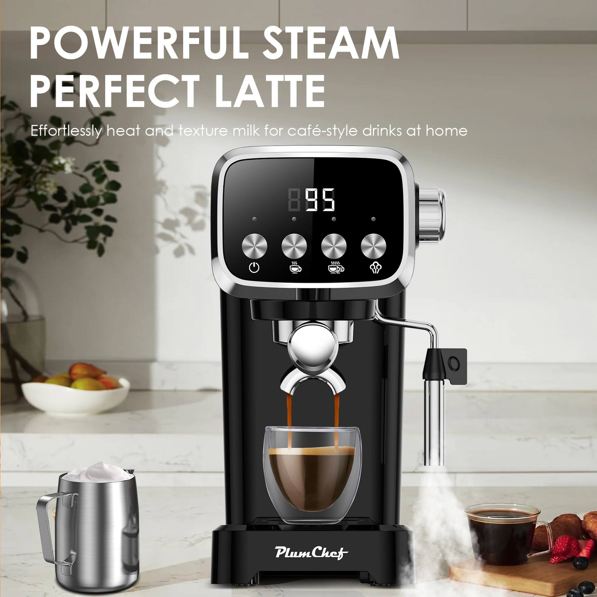 POWERFUL STEAM  
PERFECT LATTE  

Effortlessly heat and texture milk for café-style drinks at home  

85 - 229 PlumChef