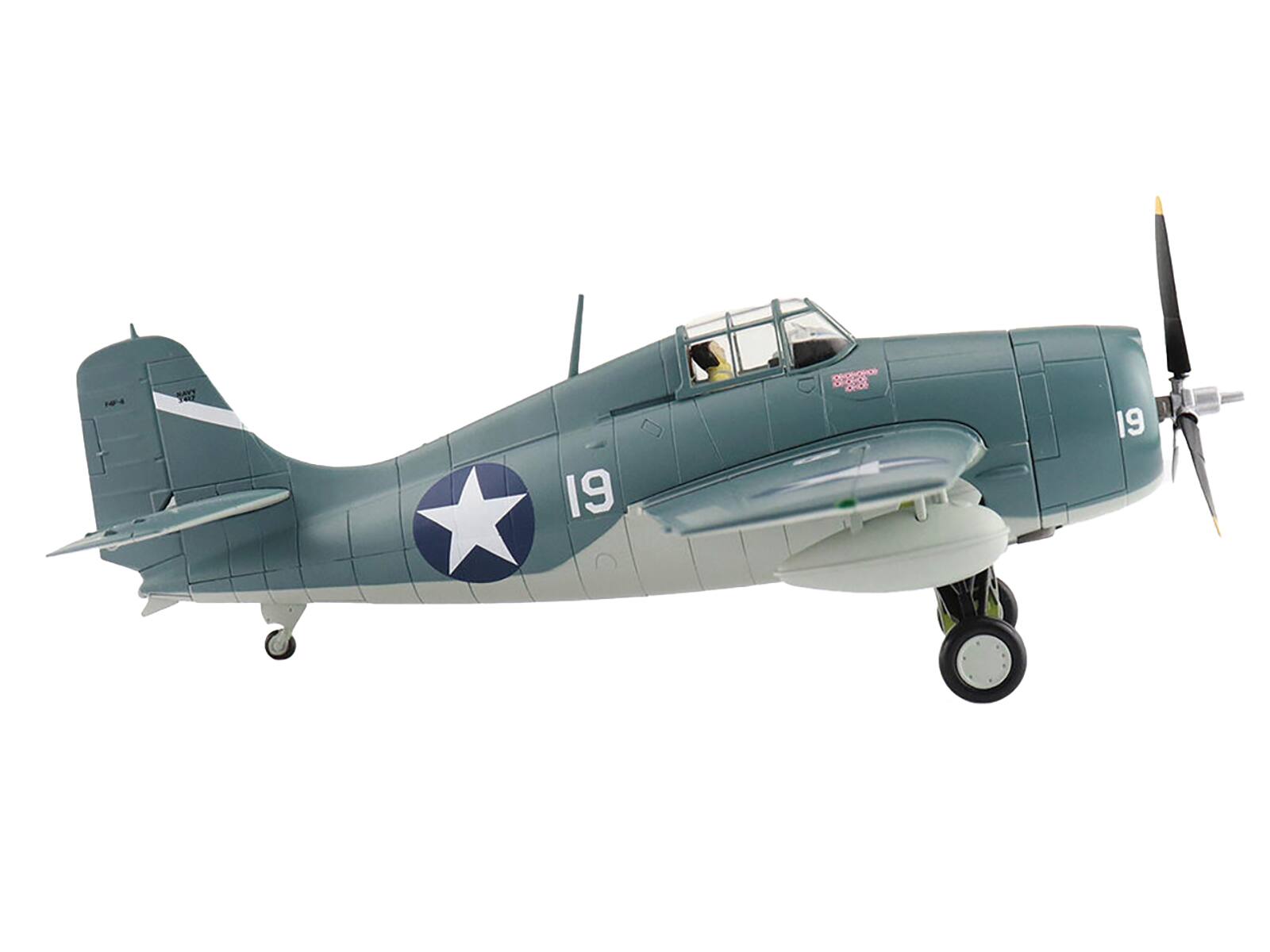 Angle. Hobby Master - Grumman F4F-4 Wildcat "Battle of Santa Cruz Lt. Swede Vejtasa VF-10 USS Enterprise 1942" US Navy 1/48 Diecast Model - Blue.